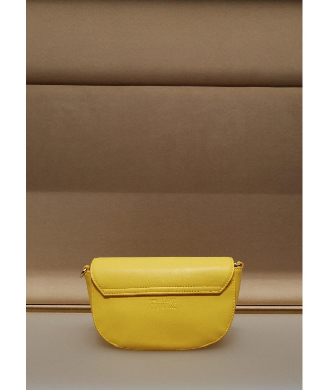 VERSACE JEANS COUTURE Желтая кожаная сумка через плечо, фото 3