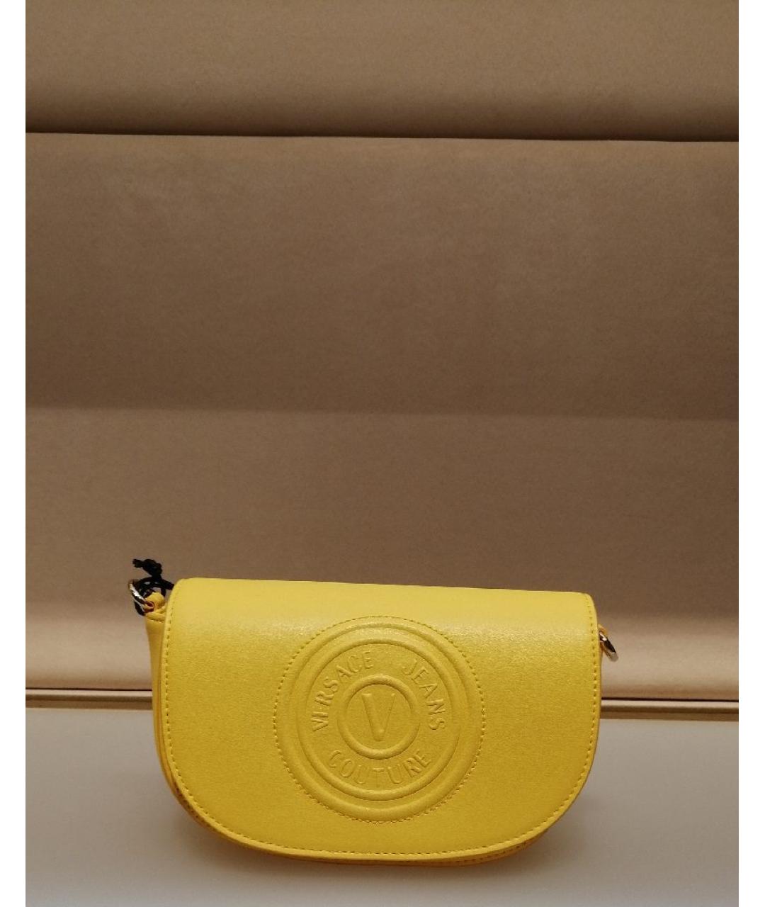 VERSACE JEANS COUTURE Желтая кожаная сумка через плечо, фото 4