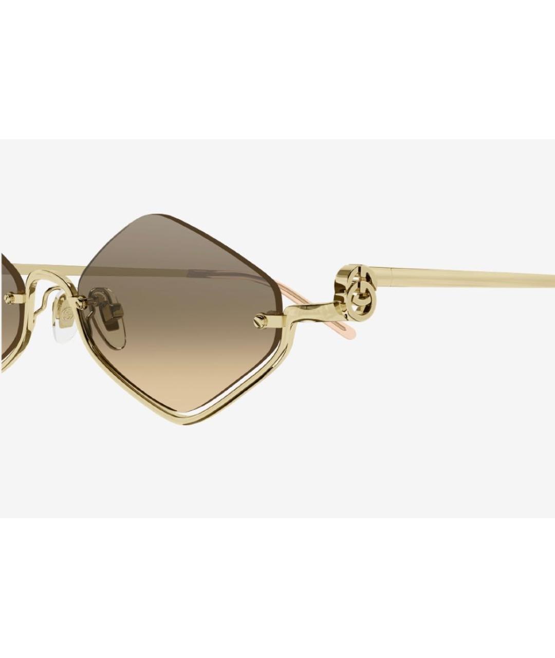 GUCCI Золотые металлические солнцезащитные очки, фото 3