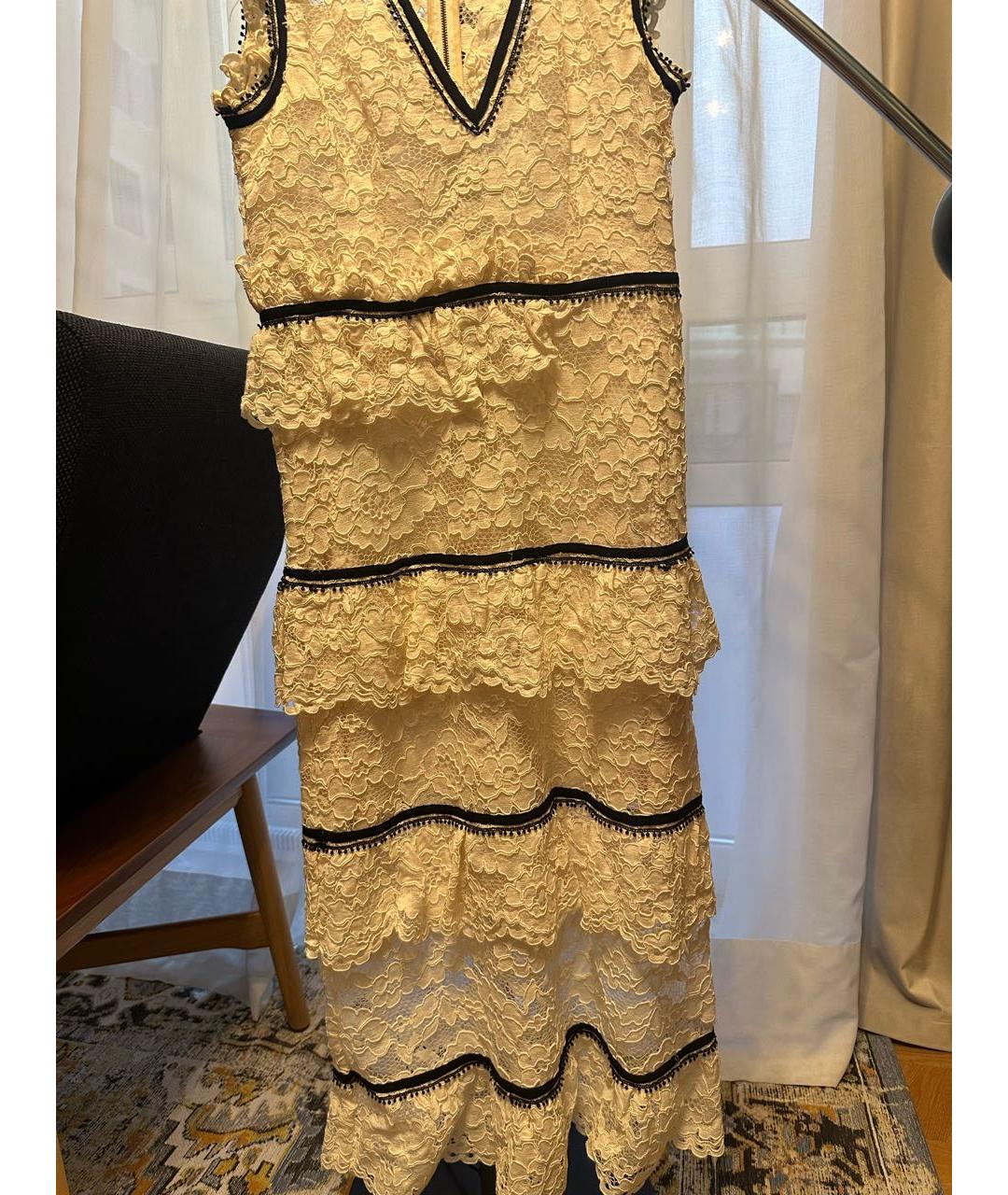 SELF-PORTRAIT Белое кружевное коктейльное платье, фото 4