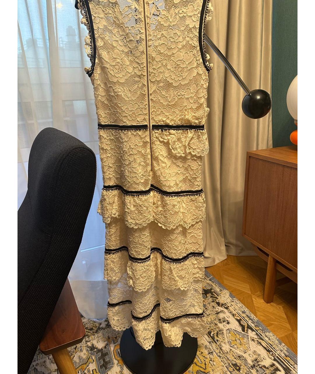 SELF-PORTRAIT Белое кружевное коктейльное платье, фото 2