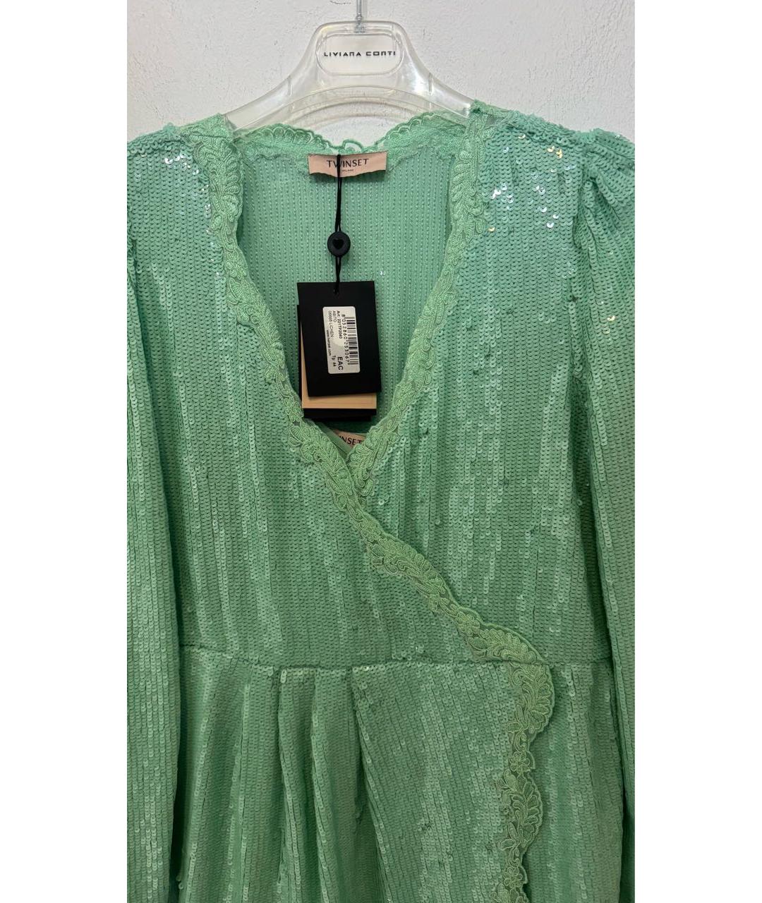 TWIN-SET Зеленые полиэстеровое вечернее платье, фото 3