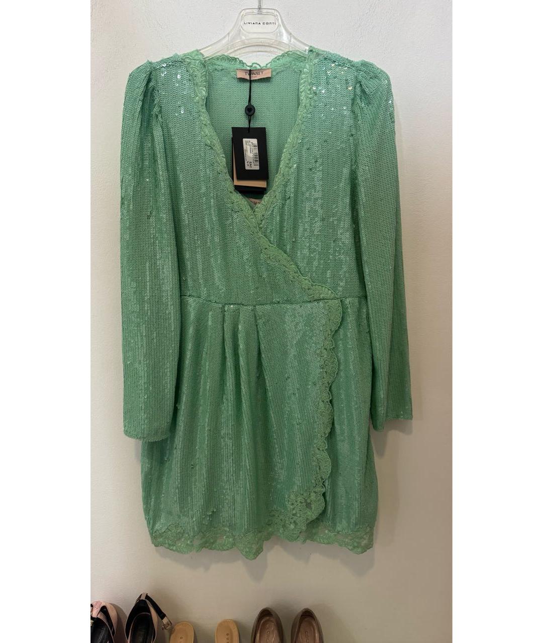 TWIN-SET Зеленые полиэстеровое вечернее платье, фото 4