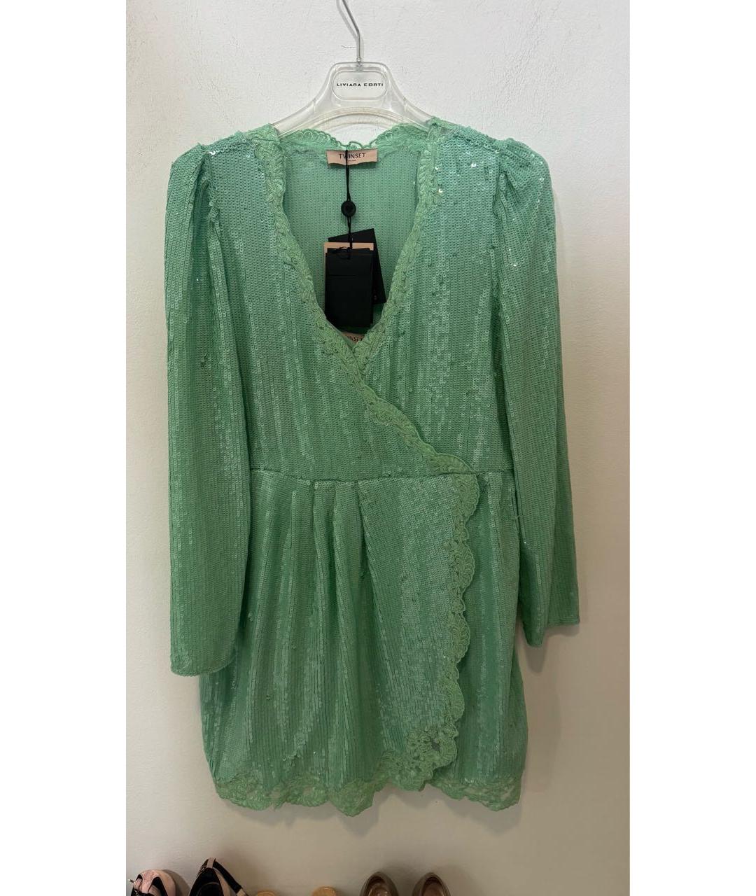 TWIN-SET Зеленые полиэстеровое вечернее платье, фото 5