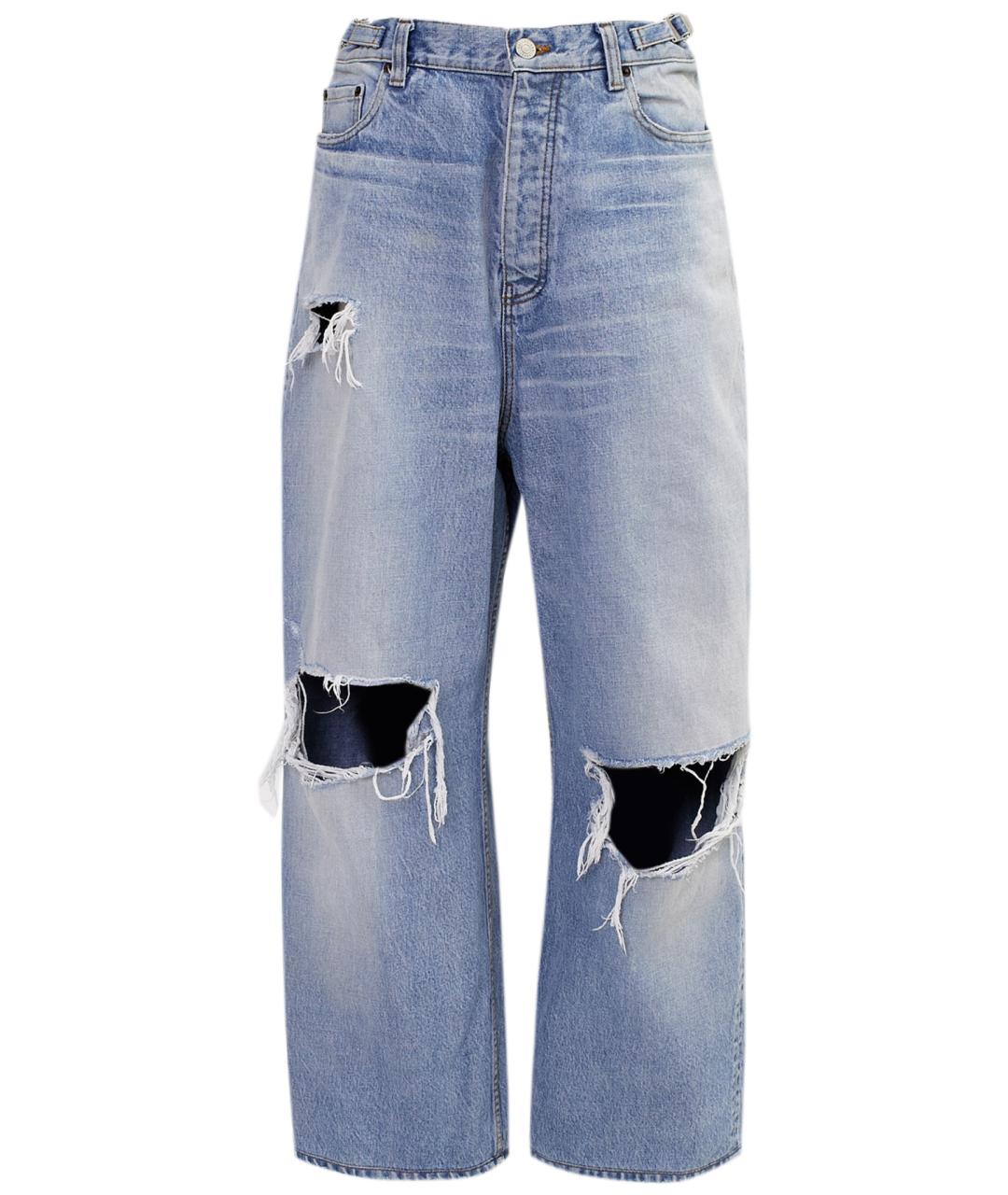 BALENCIAGA Голубые хлопковые прямые джинсы, фото 1