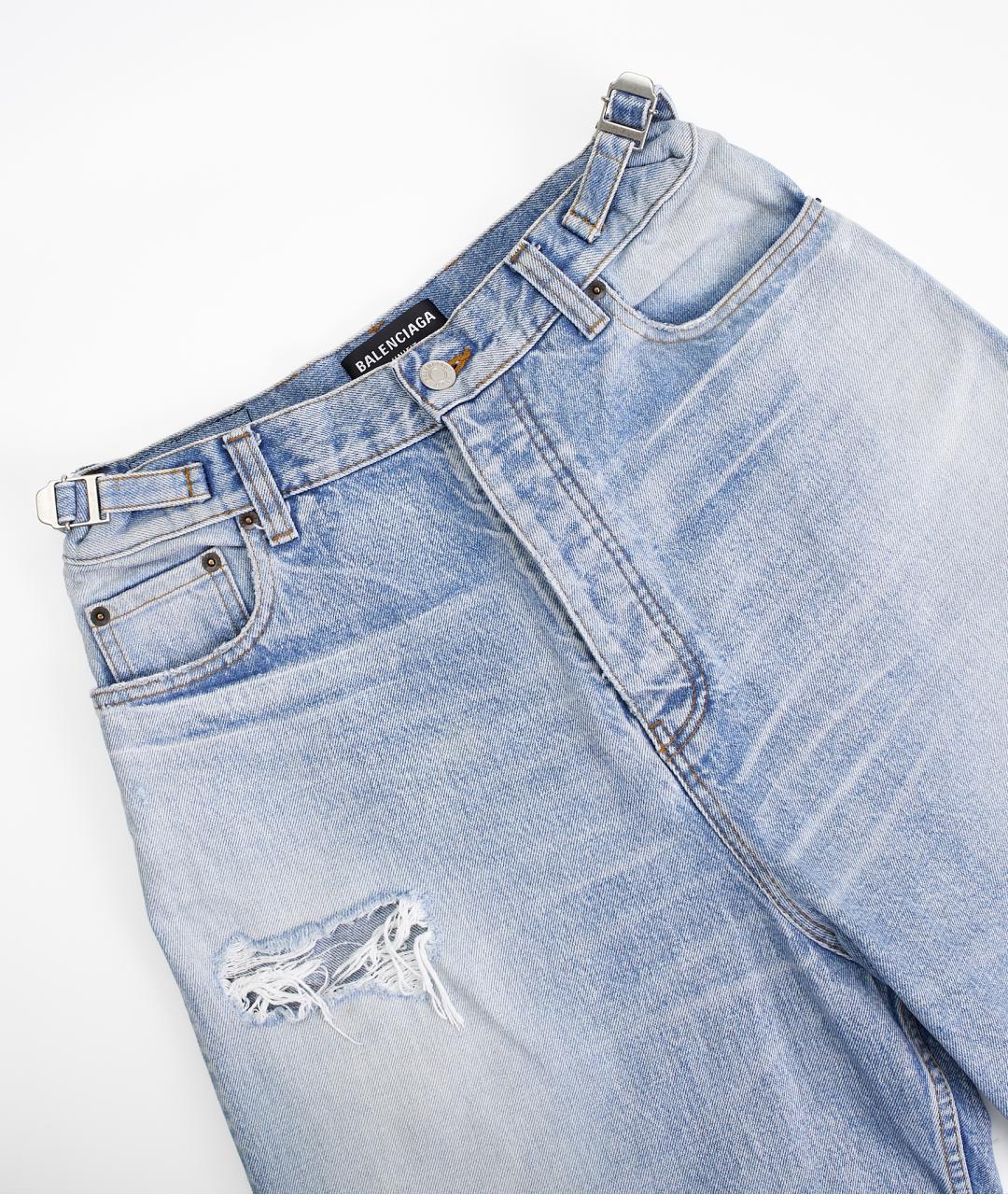 BALENCIAGA Голубые хлопковые прямые джинсы, фото 3