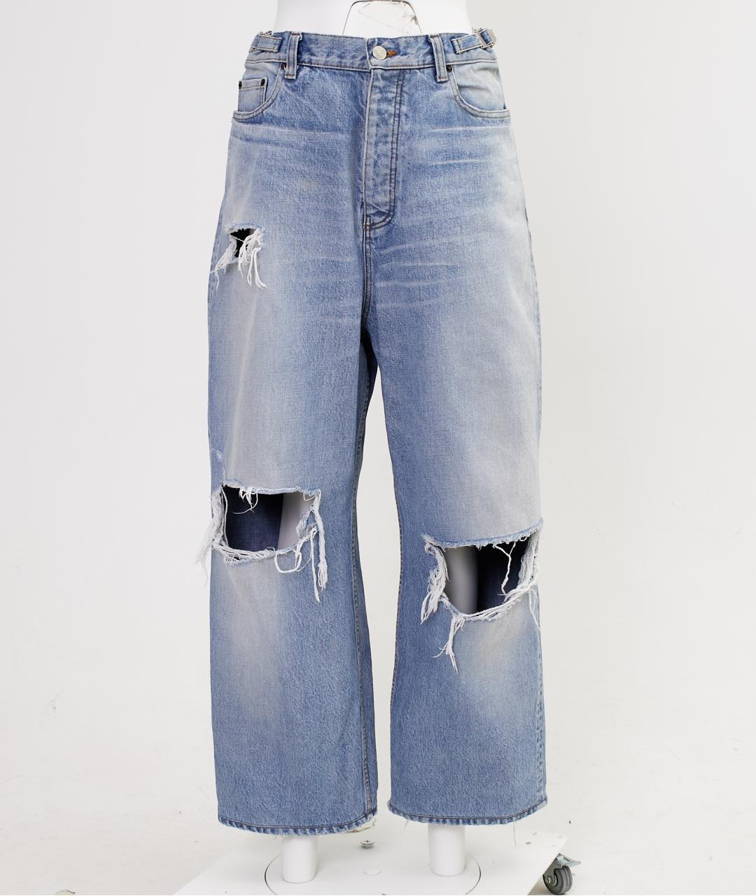 BALENCIAGA Голубые хлопковые прямые джинсы, фото 6