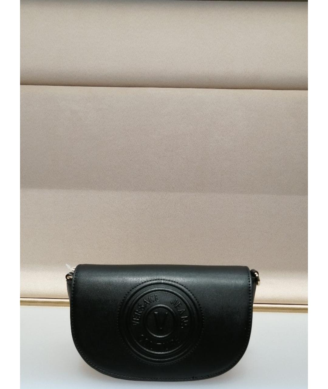 VERSACE JEANS COUTURE Черная кожаная сумка через плечо, фото 4