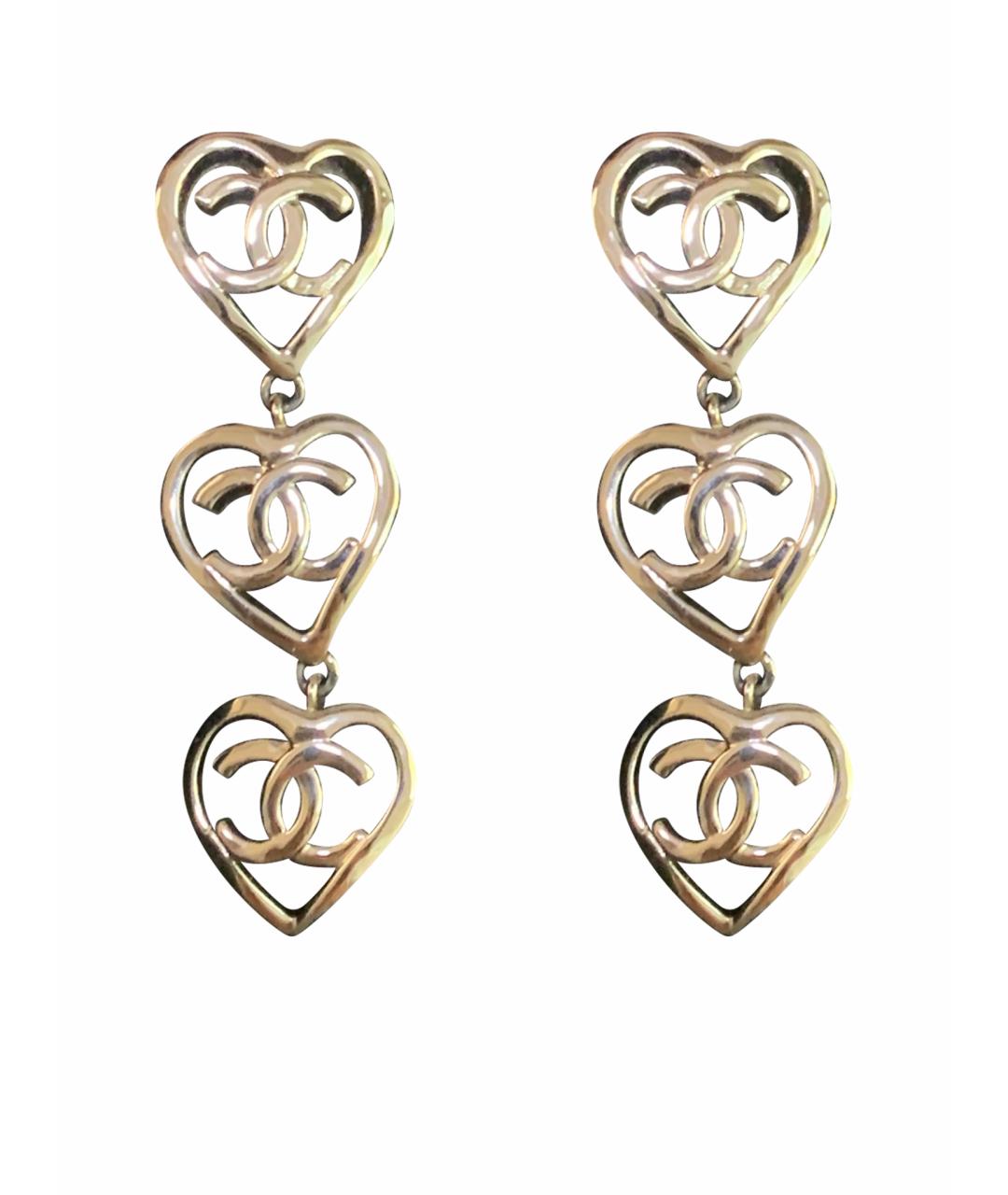 CHANEL Золотые металлические серьги, фото 1