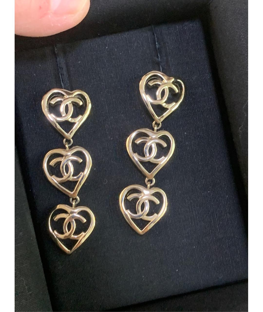 CHANEL Золотые металлические серьги, фото 7
