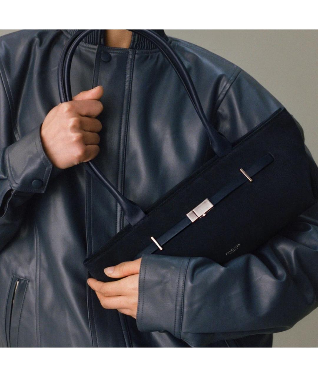 DEMELLIER Темно-синяя замшевая сумка тоут, фото 2