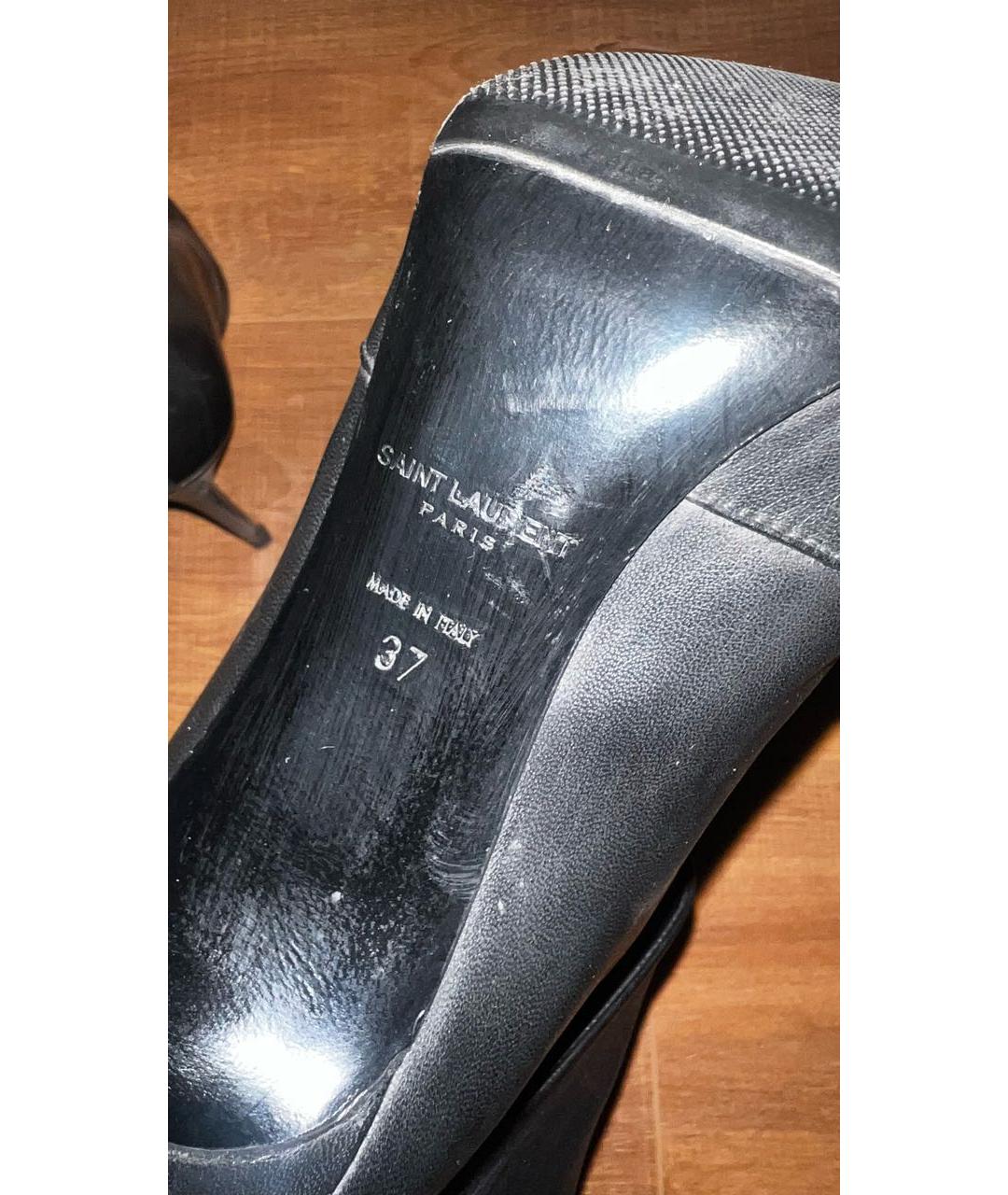 SAINT LAURENT Черные кожаные ботильоны, фото 5