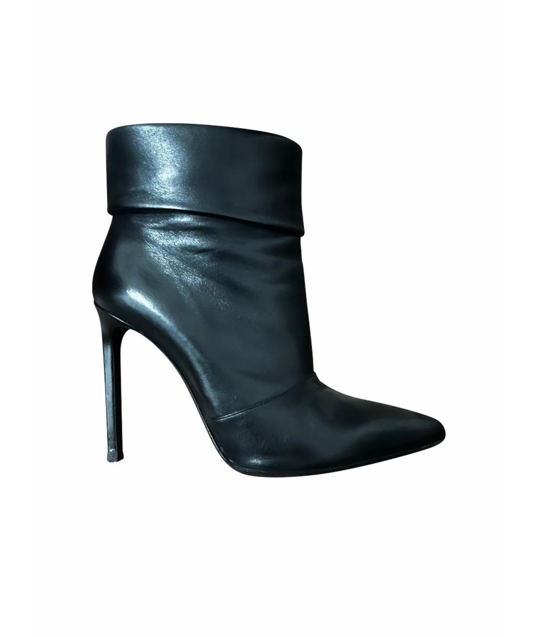 SAINT LAURENT Черные кожаные ботильоны, фото 1