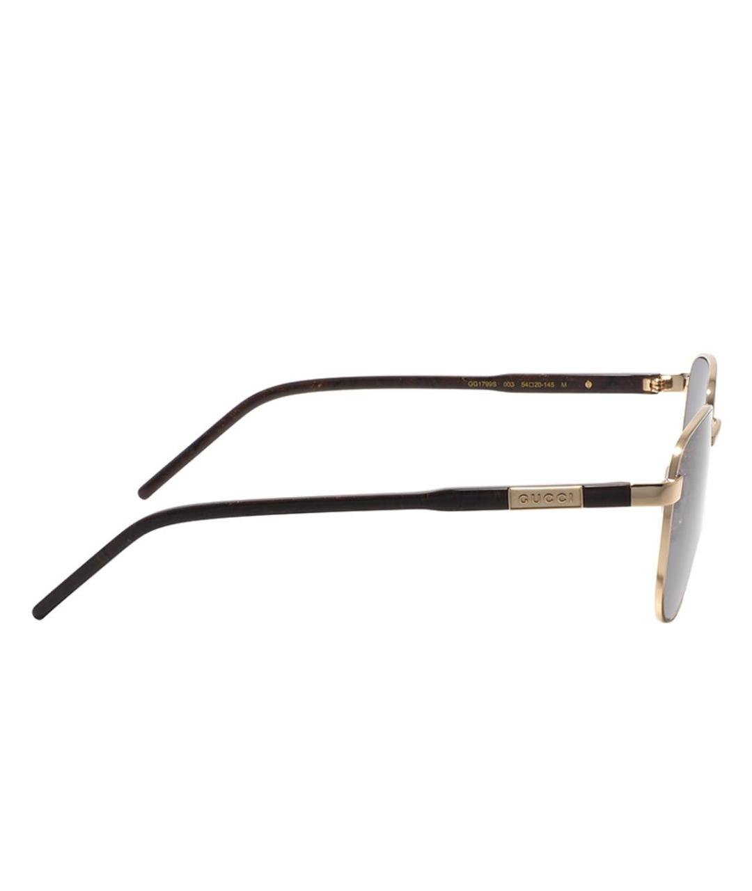 GUCCI Коричневые металлические солнцезащитные очки, фото 3