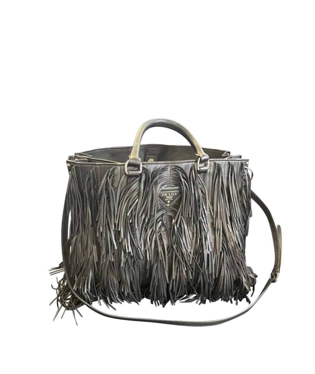 PRADA Черная кожаная сумка тоут, фото 1