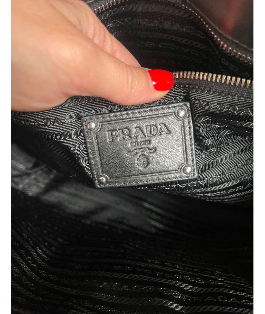 PRADA Черная кожаная сумка тоут, фото 7