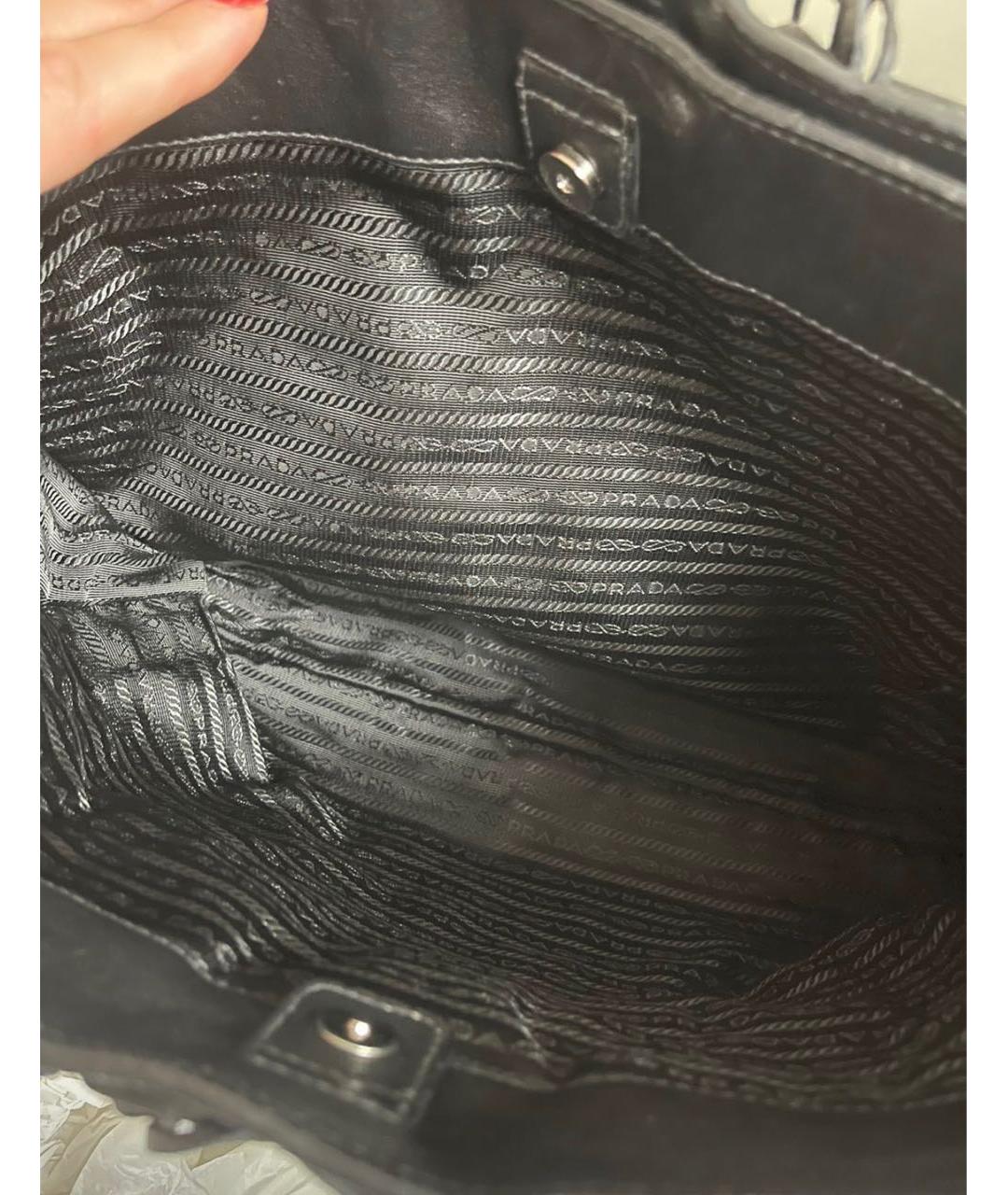 PRADA Черная кожаная сумка тоут, фото 4