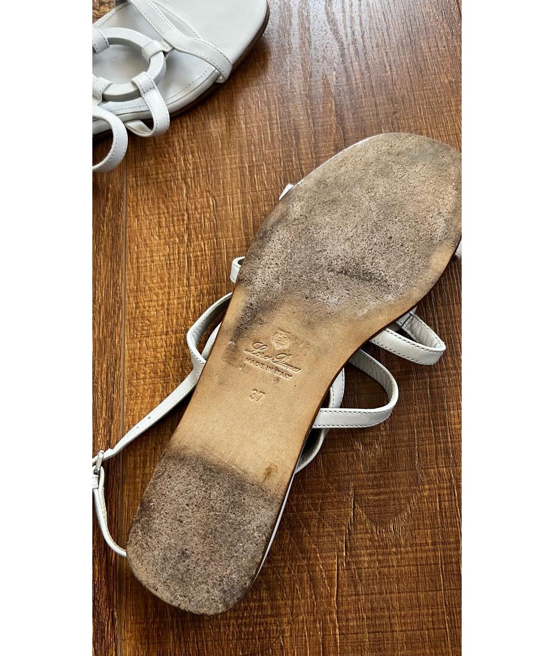 LORO PIANA Белые кожаные сандалии, фото 5