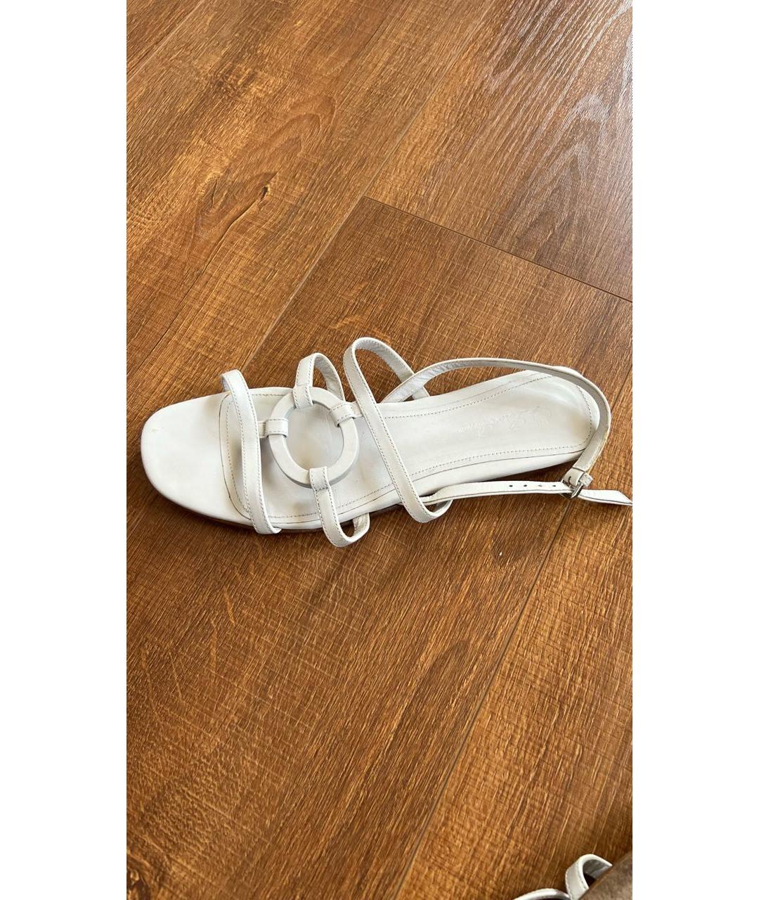 LORO PIANA Белые кожаные сандалии, фото 6