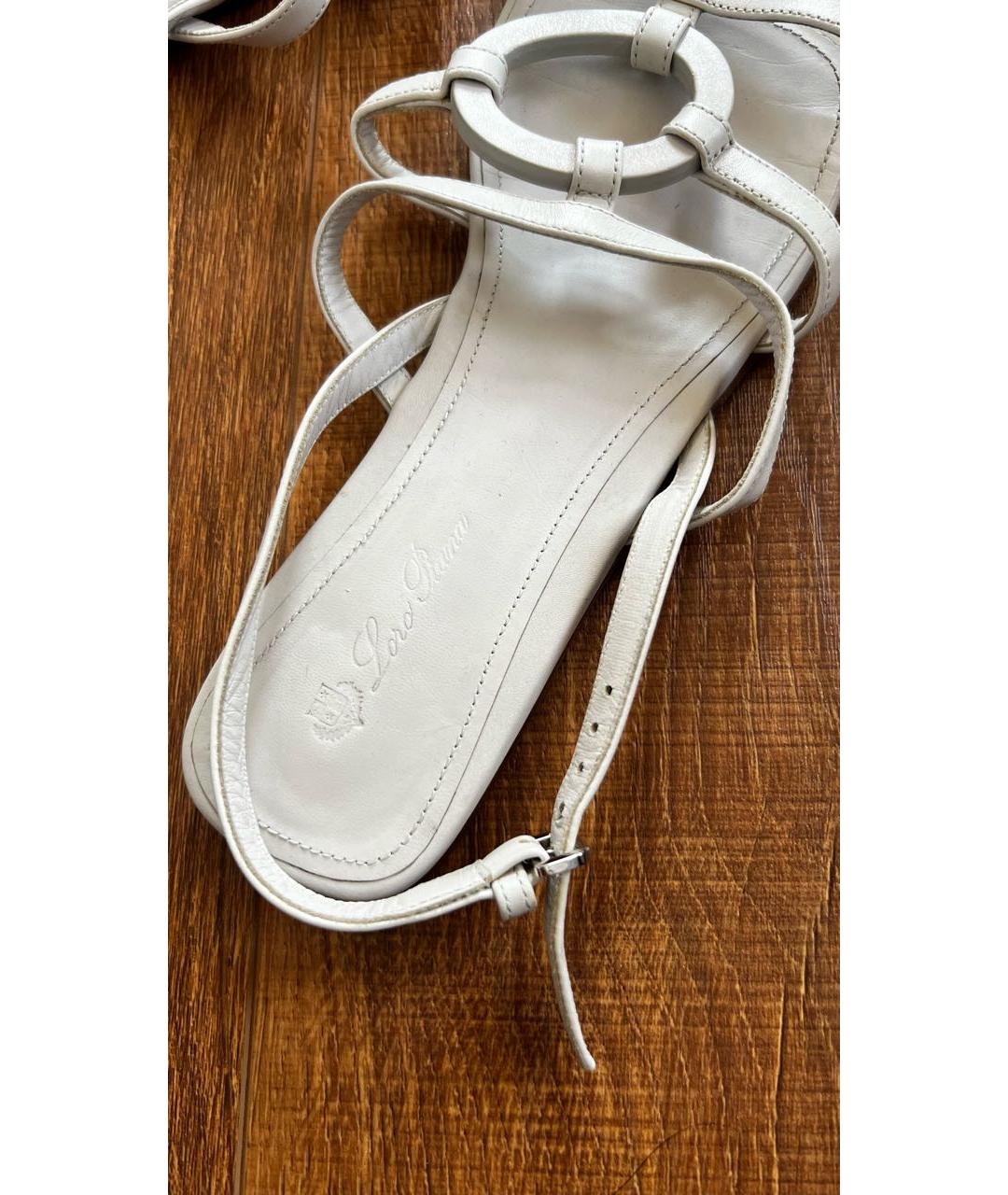 LORO PIANA Белые кожаные сандалии, фото 3