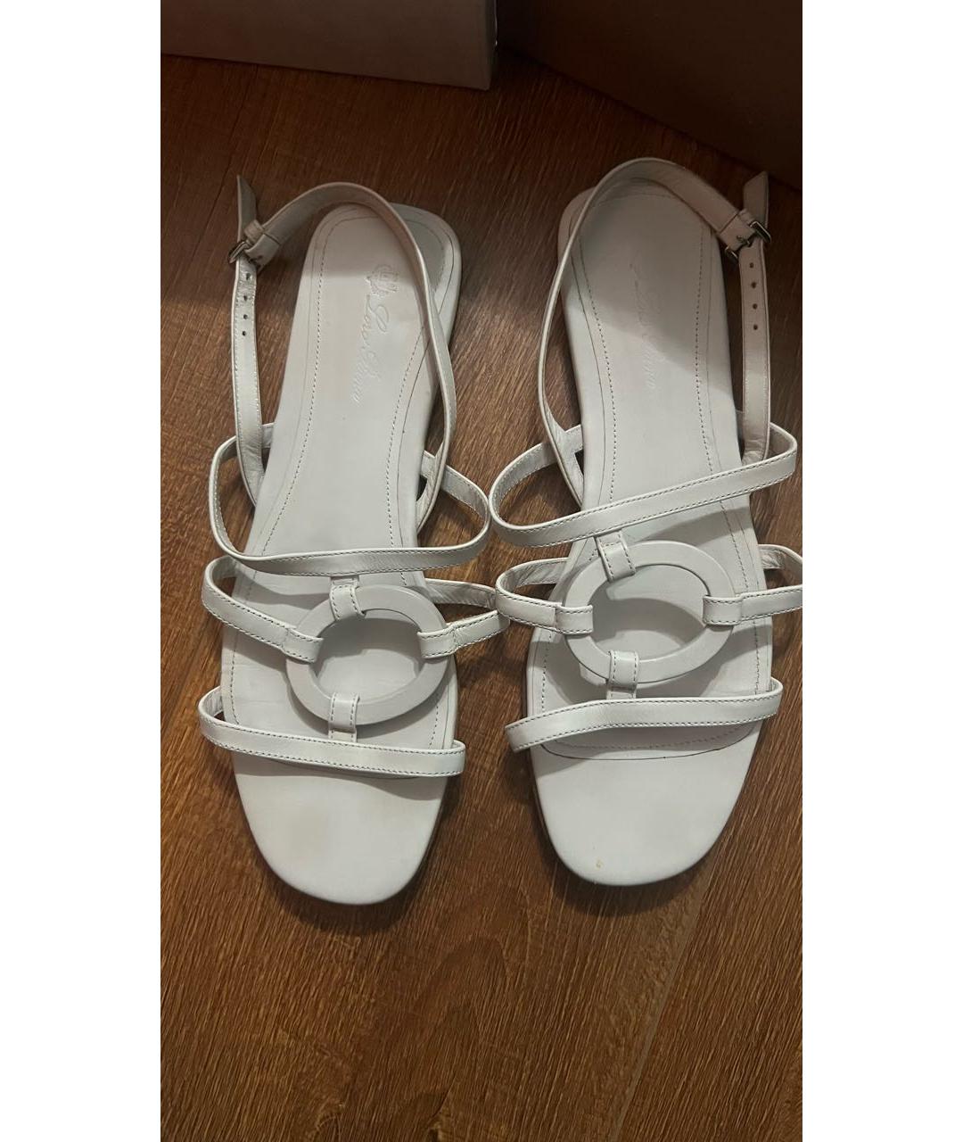LORO PIANA Белые кожаные сандалии, фото 2
