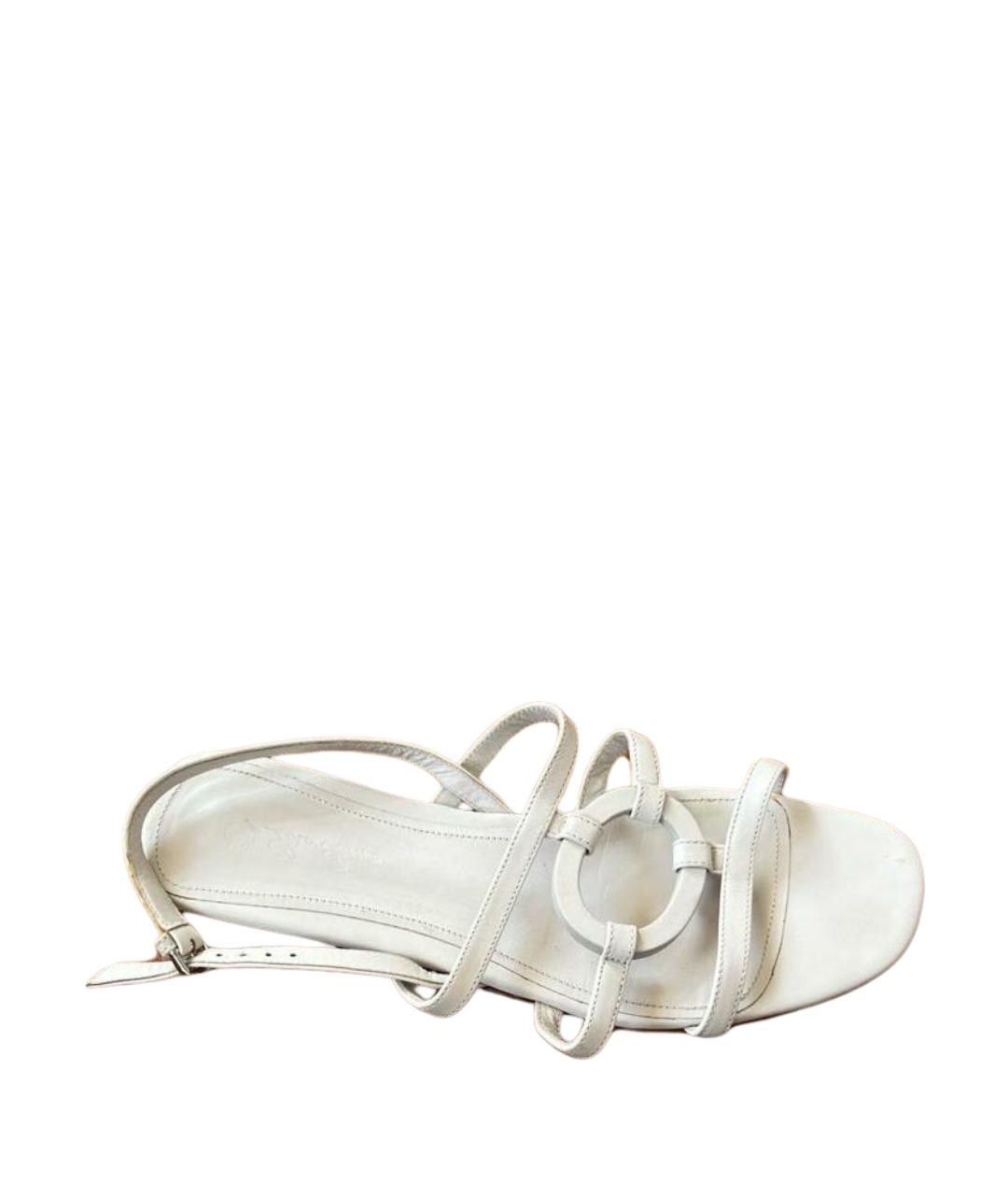 LORO PIANA Белые кожаные сандалии, фото 1