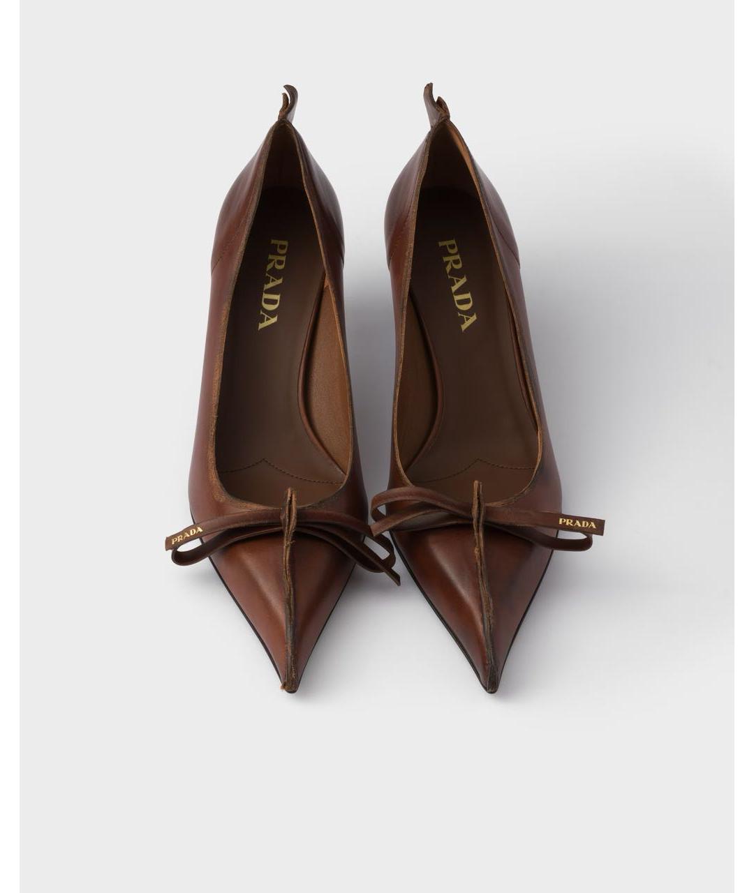 PRADA Коричневые кожаные туфли, фото 2