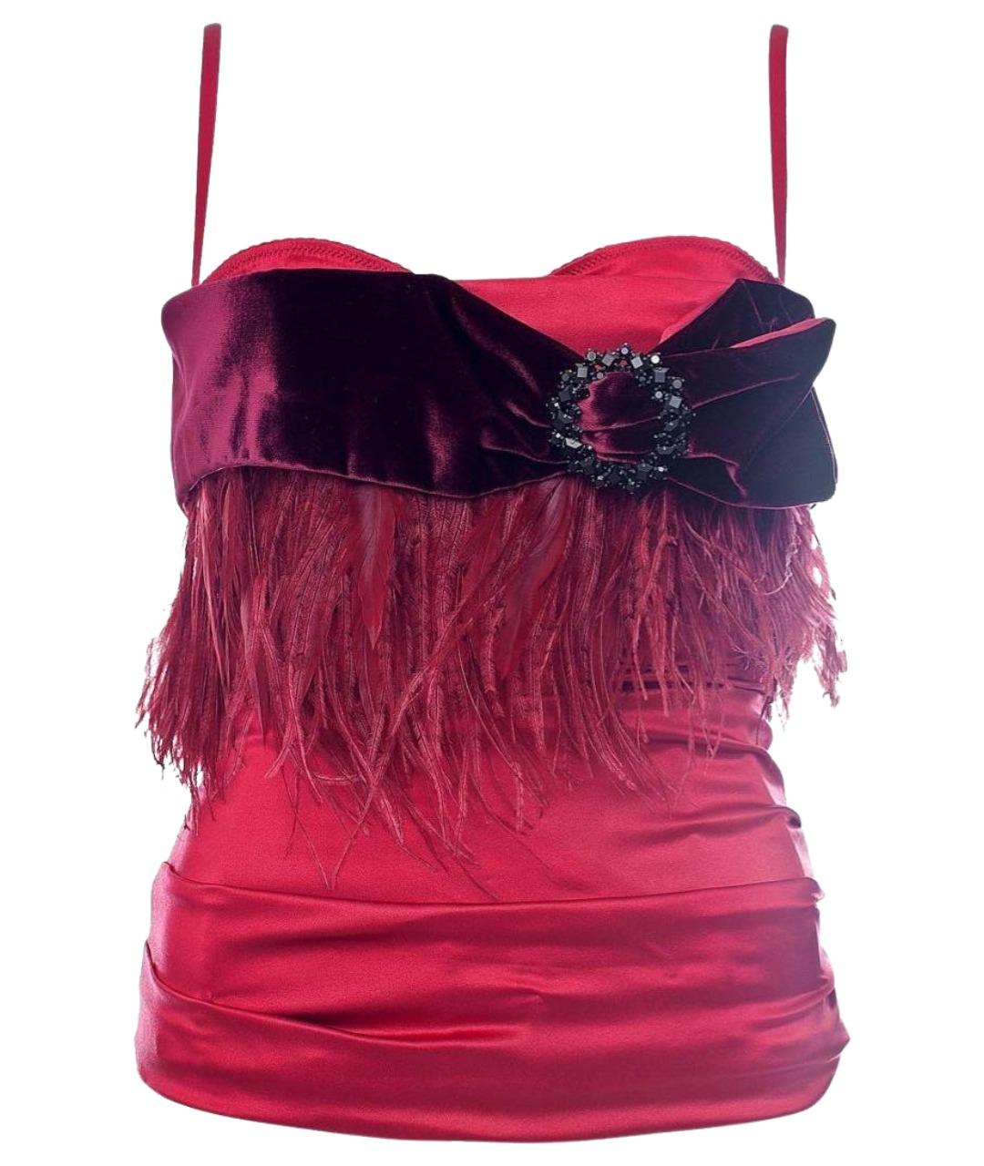 DOLCE&GABBANA Бордовый шелковый корсет, фото 1