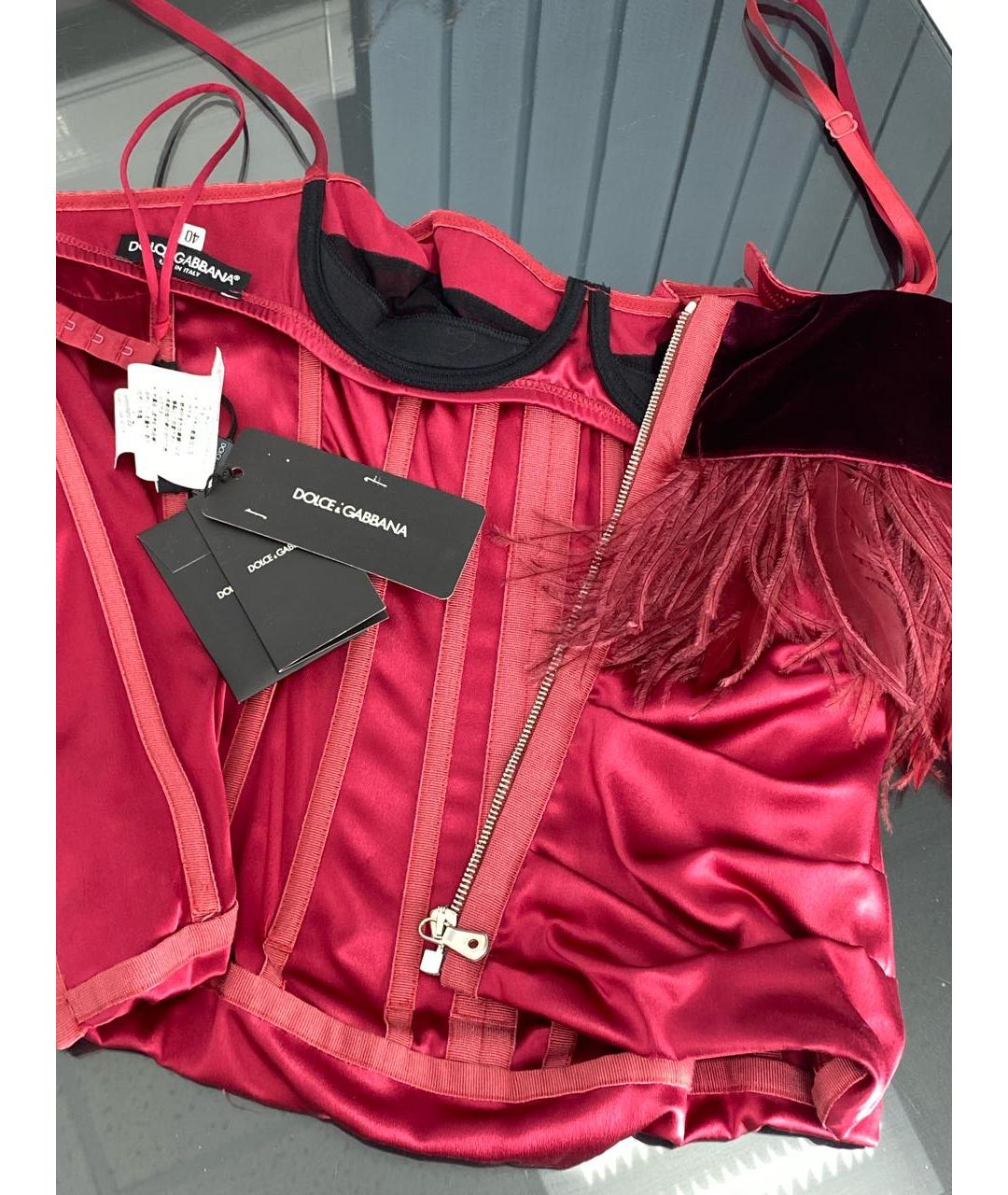 DOLCE&GABBANA Бордовый шелковый корсет, фото 3
