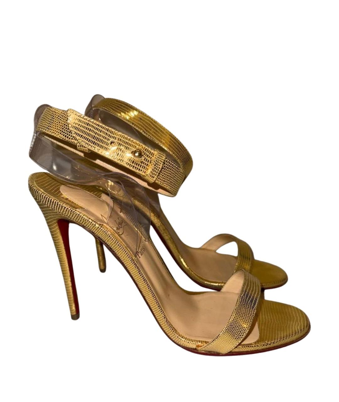 CHRISTIAN LOUBOUTIN Золотые кожаные туфли, фото 1