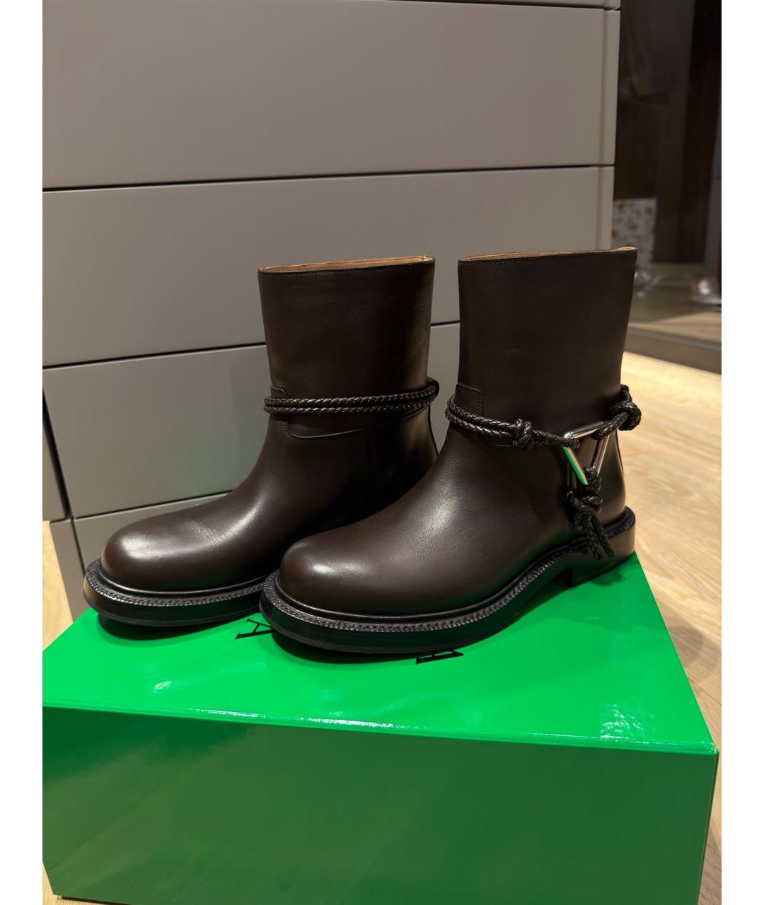 BOTTEGA VENETA Коричневые кожаные сапоги, фото 6