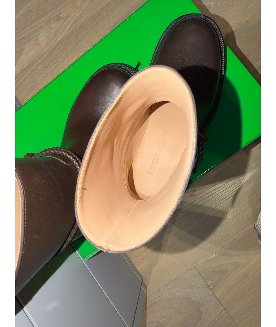 BOTTEGA VENETA Коричневые кожаные сапоги, фото 7