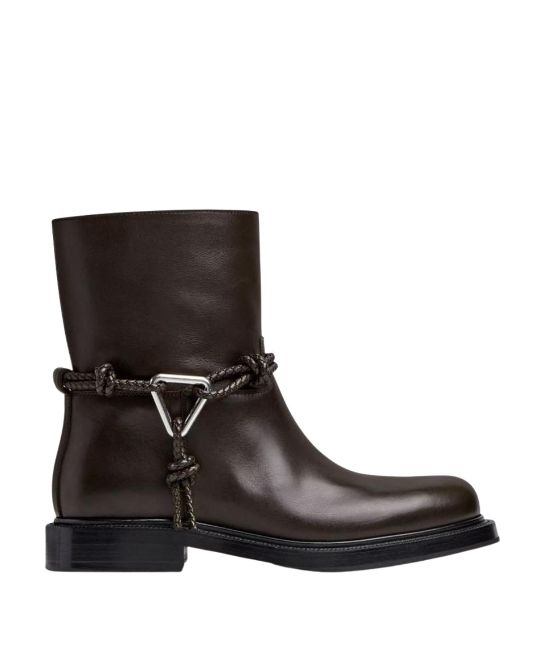 BOTTEGA VENETA Коричневые кожаные сапоги, фото 1
