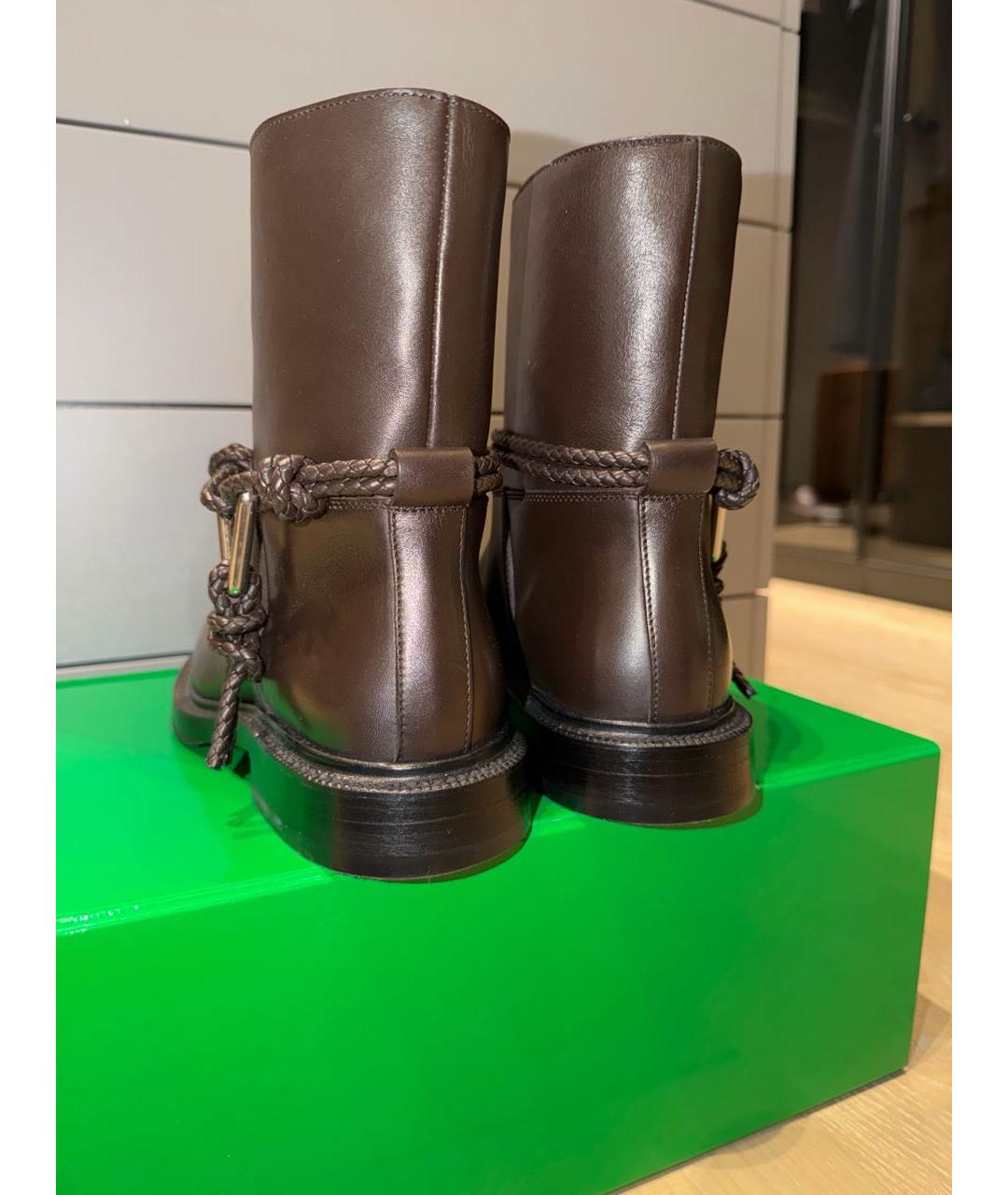 BOTTEGA VENETA Коричневые кожаные сапоги, фото 4