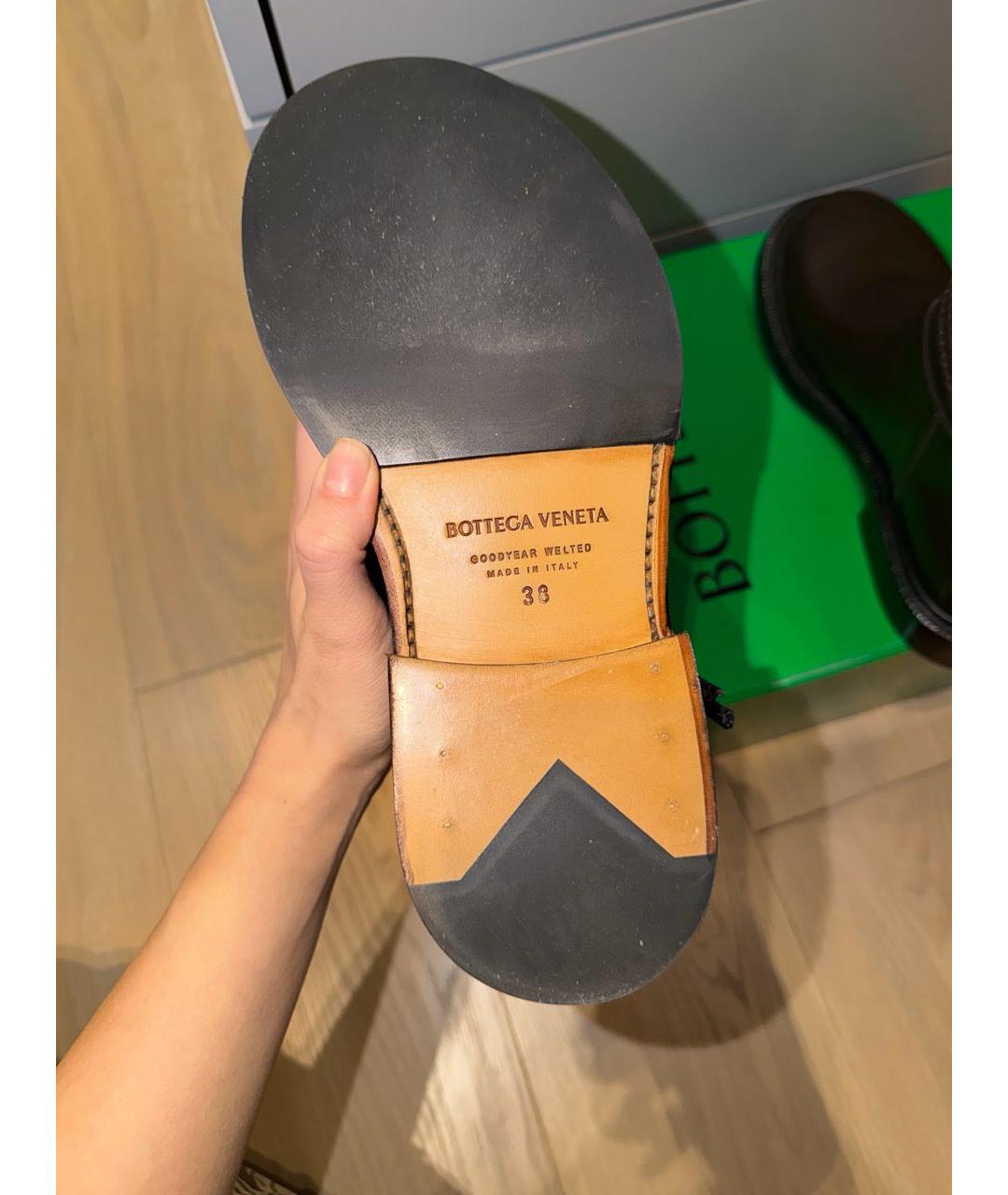 BOTTEGA VENETA Коричневые кожаные сапоги, фото 5