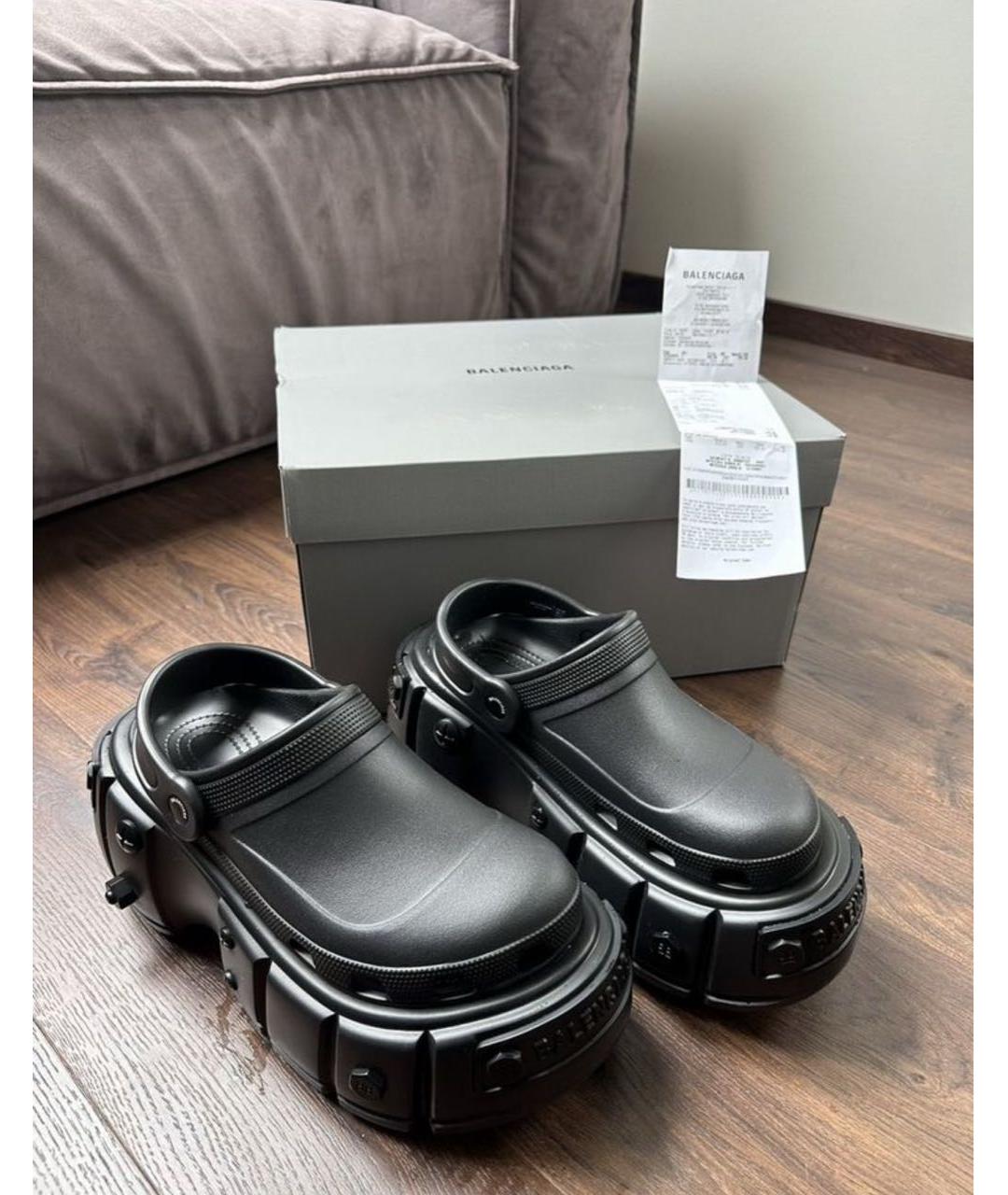 BALENCIAGA Черные резиновые сабо, фото 2