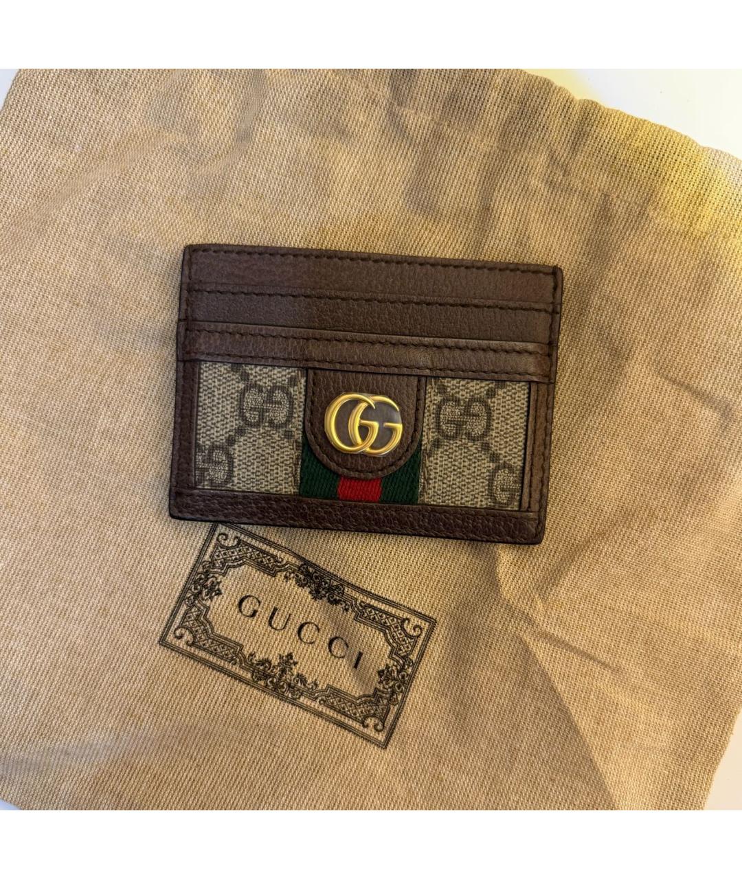 GUCCI Коричневый кожаный кардхолдер, фото 2
