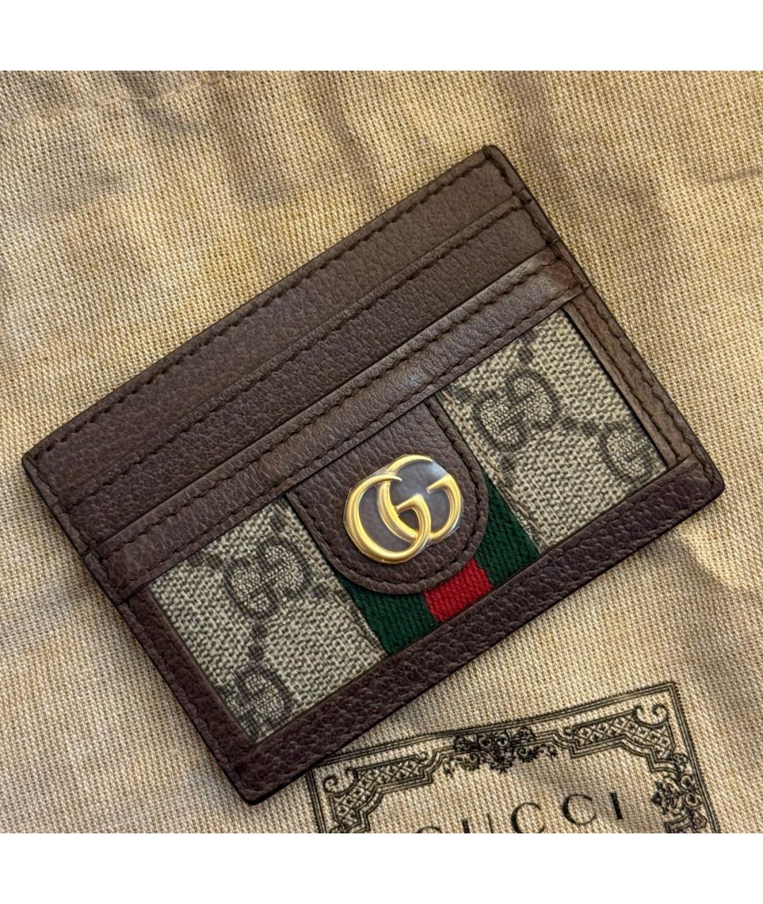GUCCI Коричневый кожаный кардхолдер, фото 3