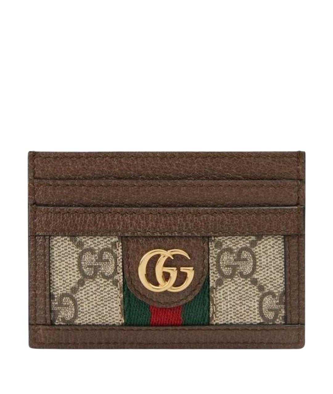 GUCCI Коричневый кожаный кардхолдер, фото 1