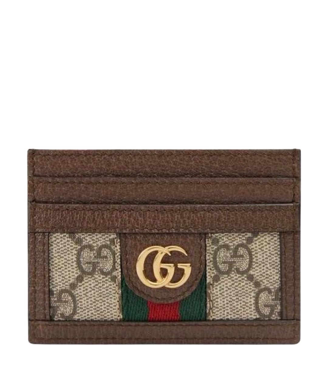 GUCCI Коричневый кожаный кардхолдер, фото 1