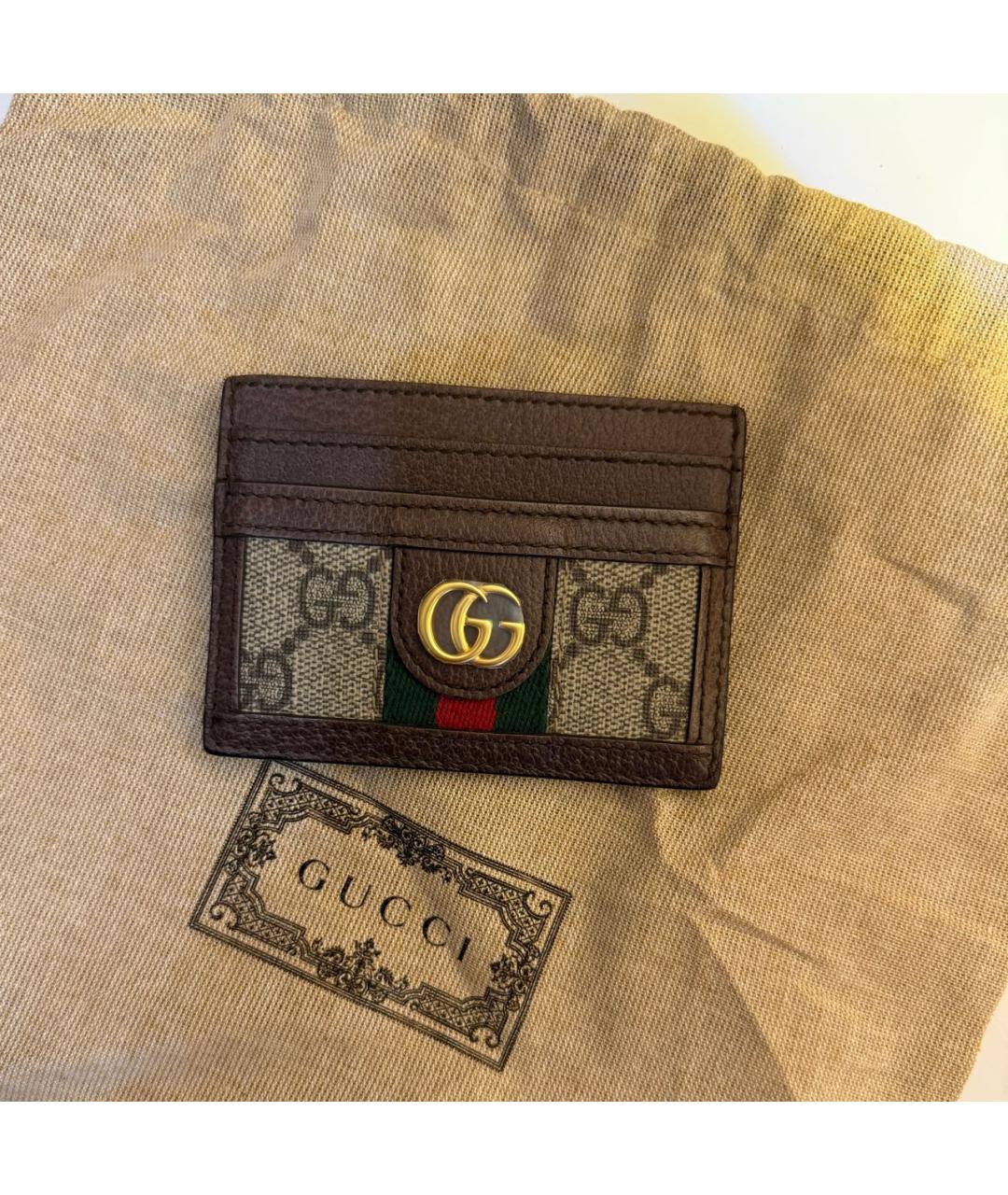GUCCI Коричневый кожаный кардхолдер, фото 2