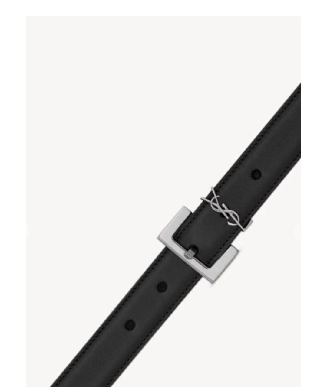 SAINT LAURENT Черный кожаный ремень, фото 2