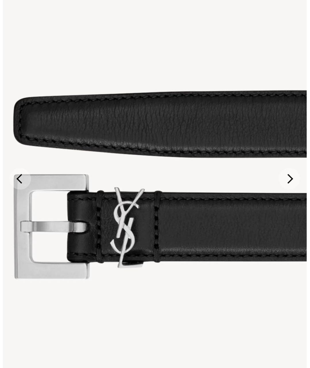 SAINT LAURENT Черный кожаный ремень, фото 3