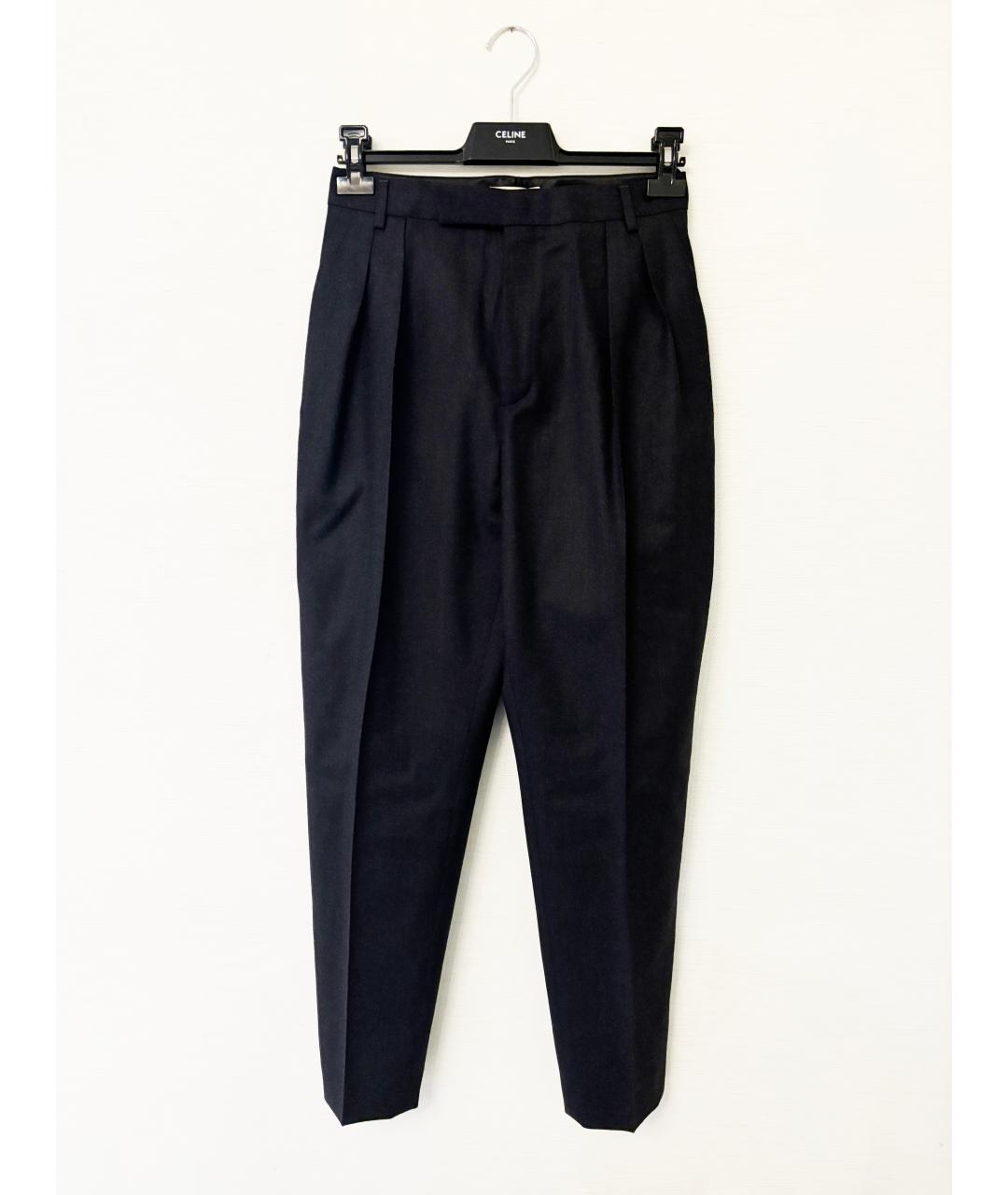 CELINE Черные шерстяные прямые брюки, фото 6