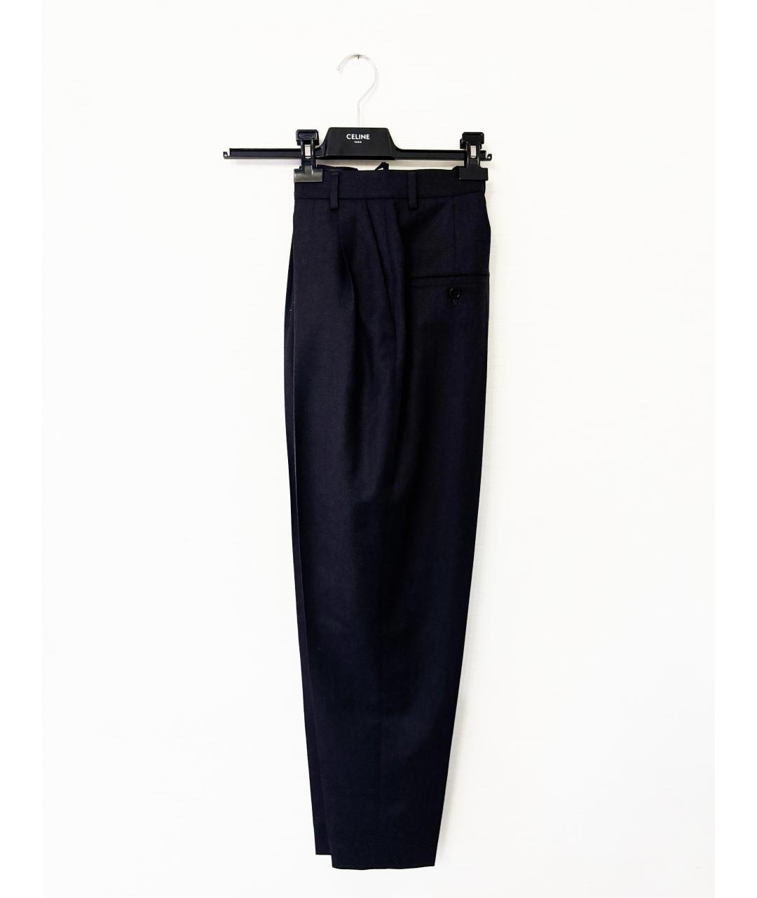 CELINE Черные шерстяные прямые брюки, фото 4