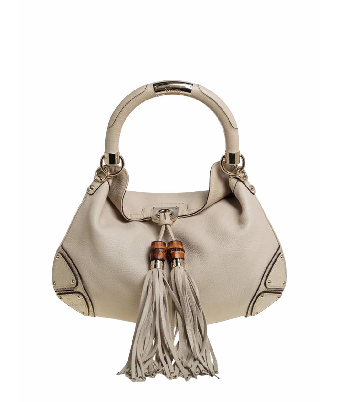 GUCCI Бежевая кожаная сумка через плечо, фото 1