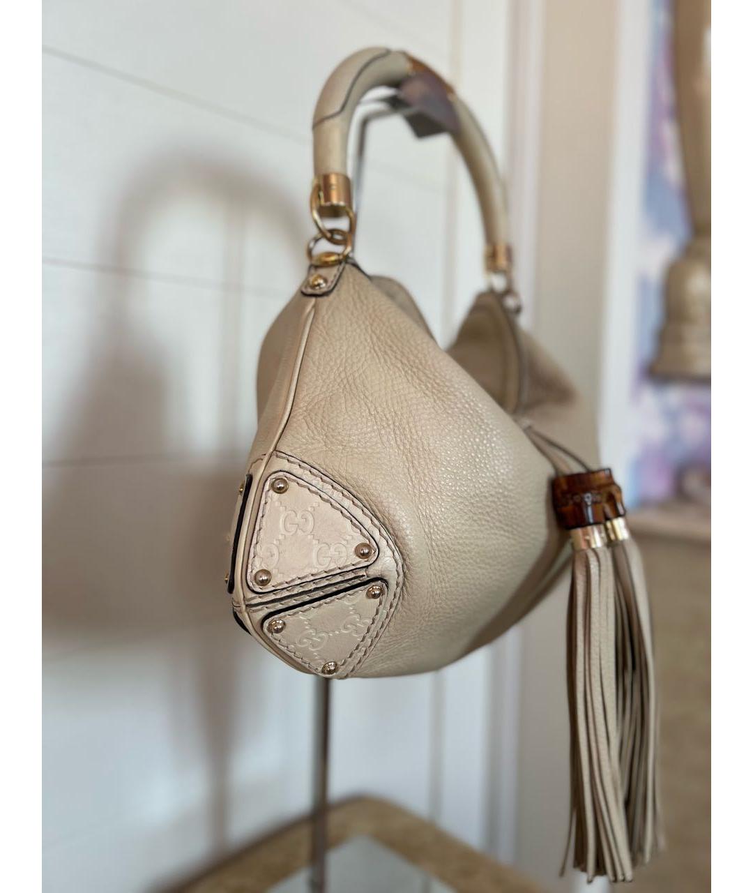 GUCCI Бежевая кожаная сумка через плечо, фото 2