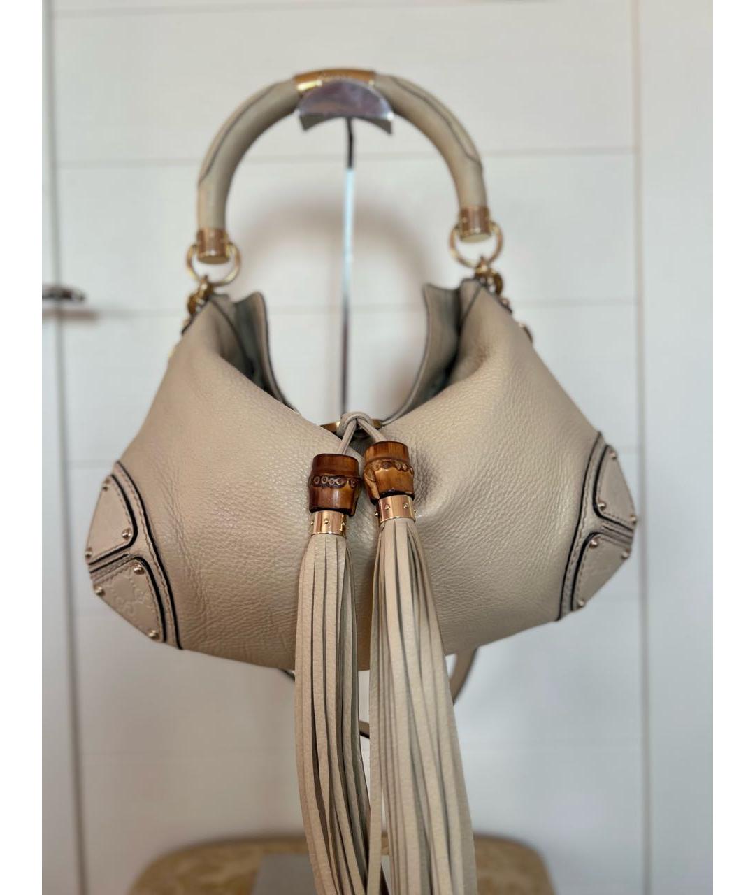 GUCCI Бежевая кожаная сумка через плечо, фото 6