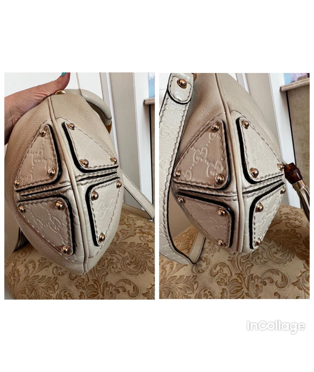 GUCCI Бежевая кожаная сумка через плечо, фото 5