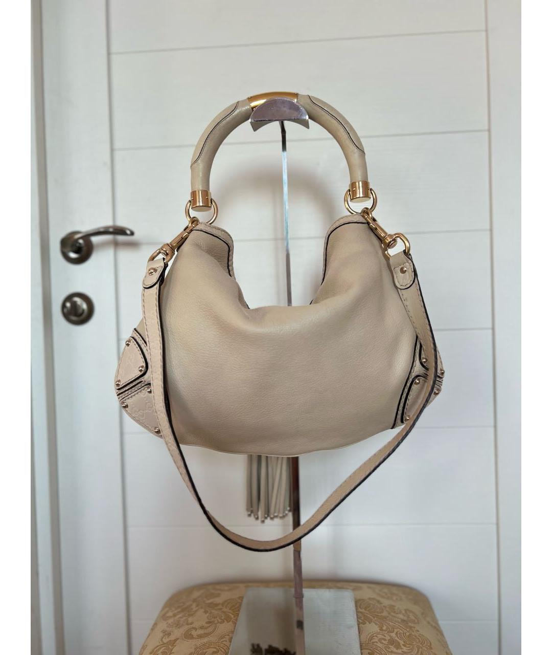 GUCCI Бежевая кожаная сумка через плечо, фото 3